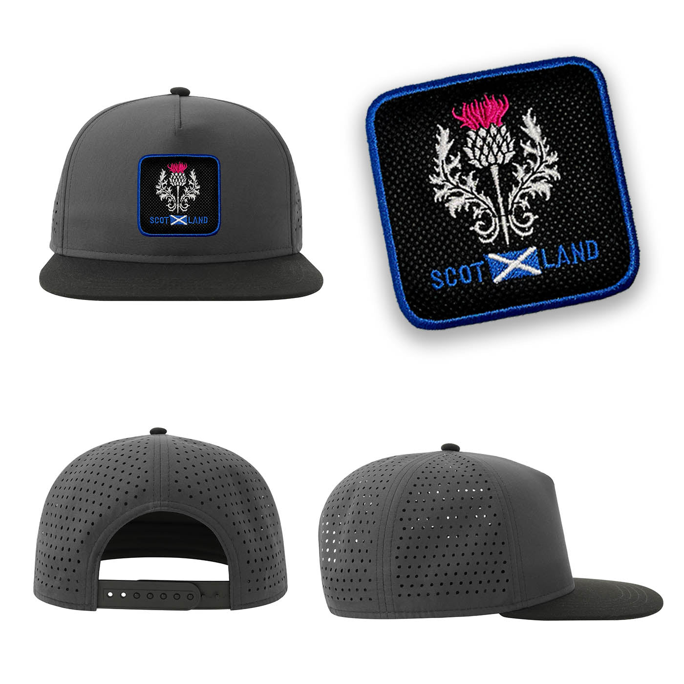 Scotland Streetwear Dark Grey Hat with Flat Visor Embroidered Patch