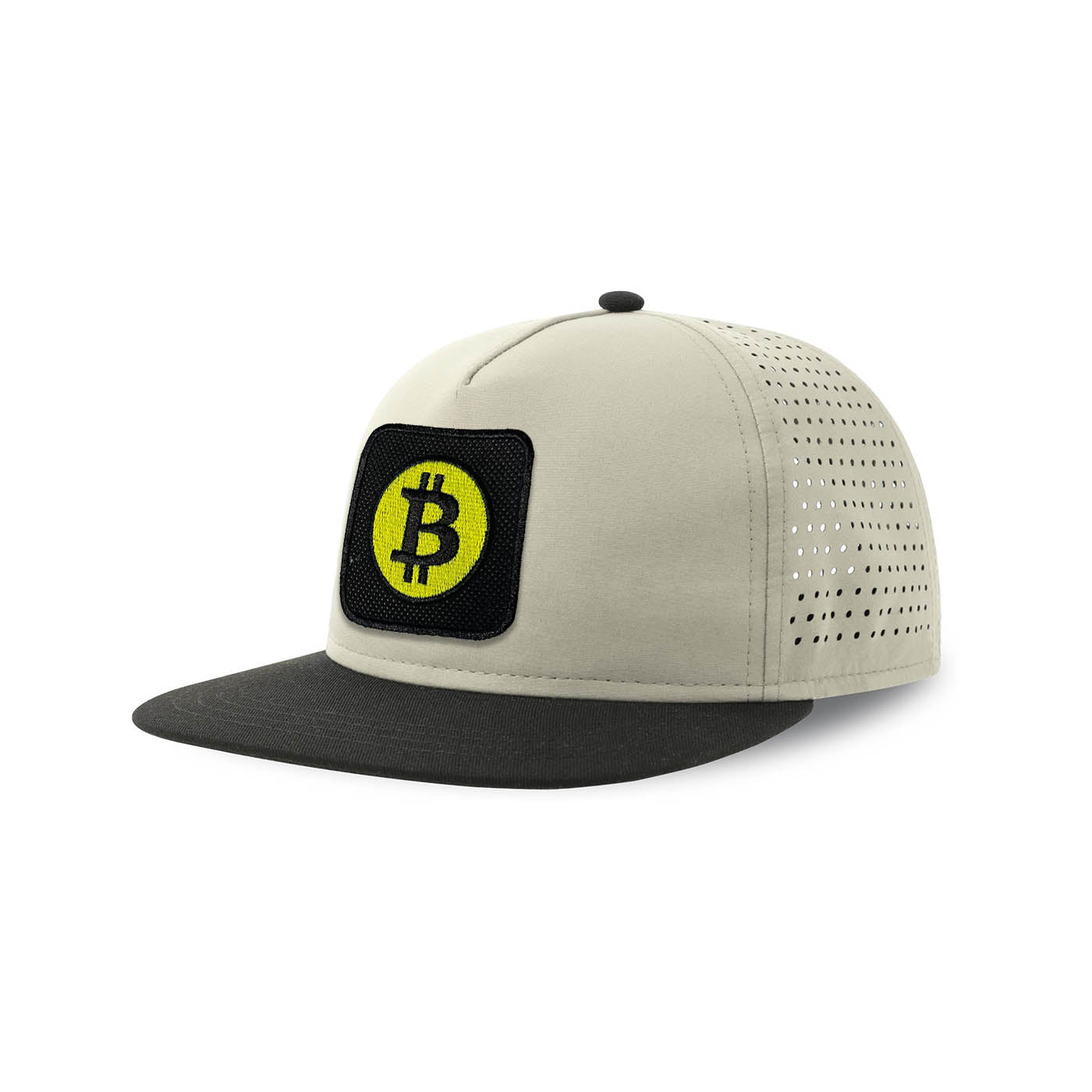 Bitcoin Emoji Streetwear Light Grey Hat with Flat Visor Embroidered Patch