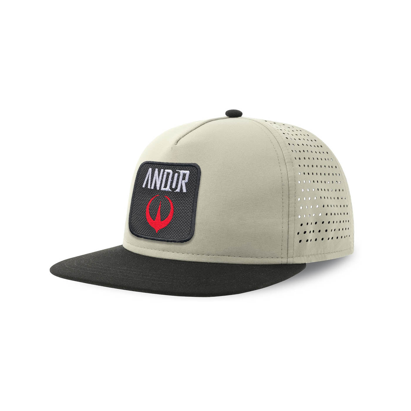 Andor Streetwear Light Grey Hat with Flat Visor Embroidered Patch
