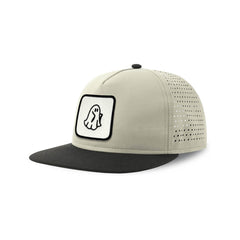 Spooky Ghost Streetwear Light Grey Hat with Flat Visor Embroidered Patch