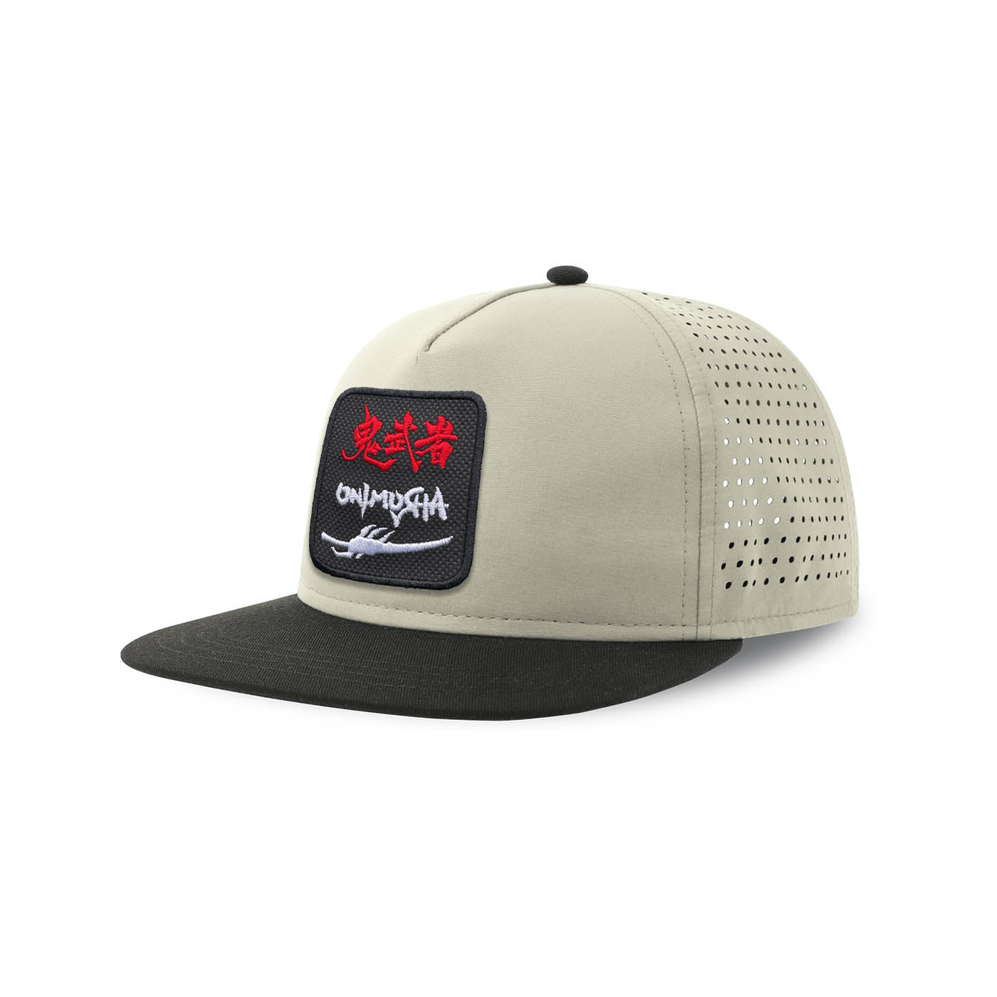 Onimusha Streetwear Light Grey Hat with Flat Visor Embroidered Patch
