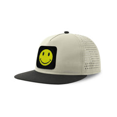 Happy Emoji Streetwear Light Grey Hat with Flat Visor Embroidered Patch