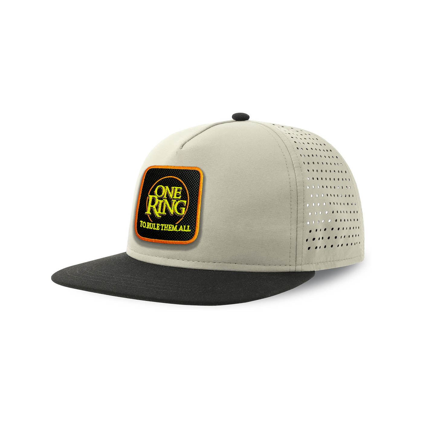 LOTR Streetwear Light Grey Hat with Flat Visor Embroidered Patch