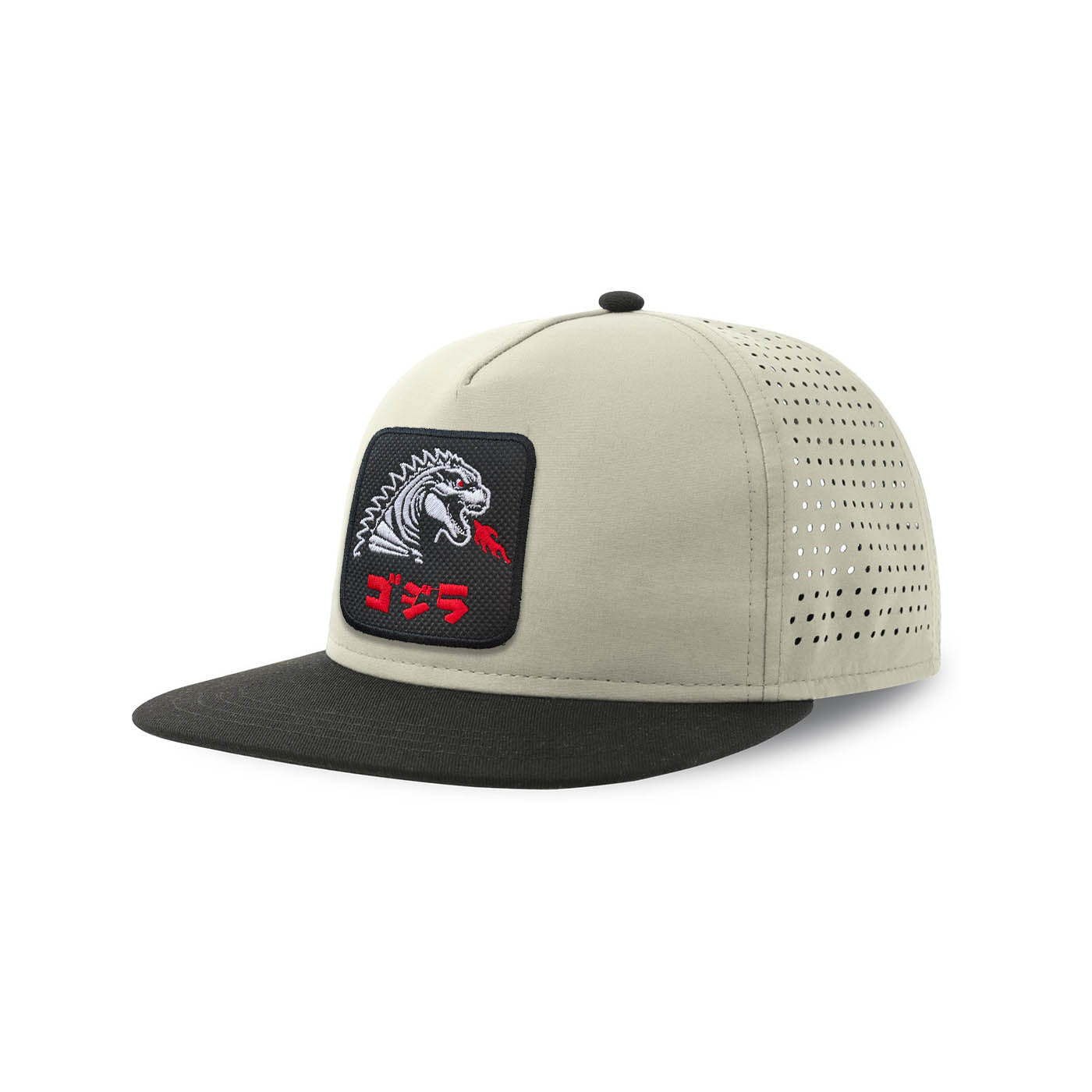 Gozilla Mask Streetwear Light Grey Hat with Flat Visor Embroidered Patch