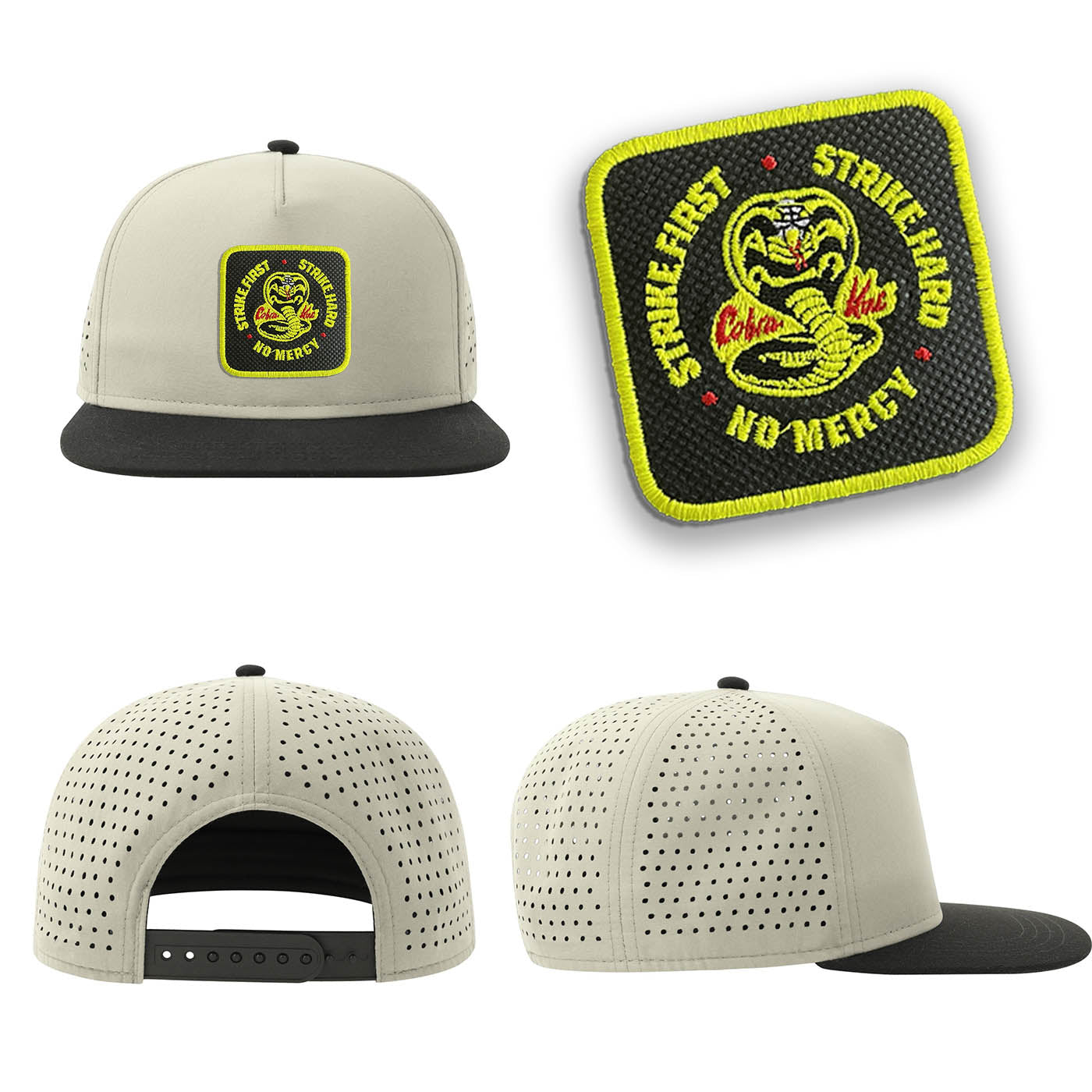 No Mercy Streetwear Light Grey Hat with Flat Visor Embroidered Patch