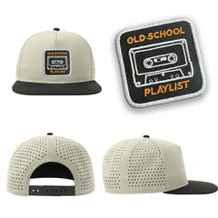 Tape Cassette Streetwear Light Grey Hat with Flat Visor Embroidered Patch