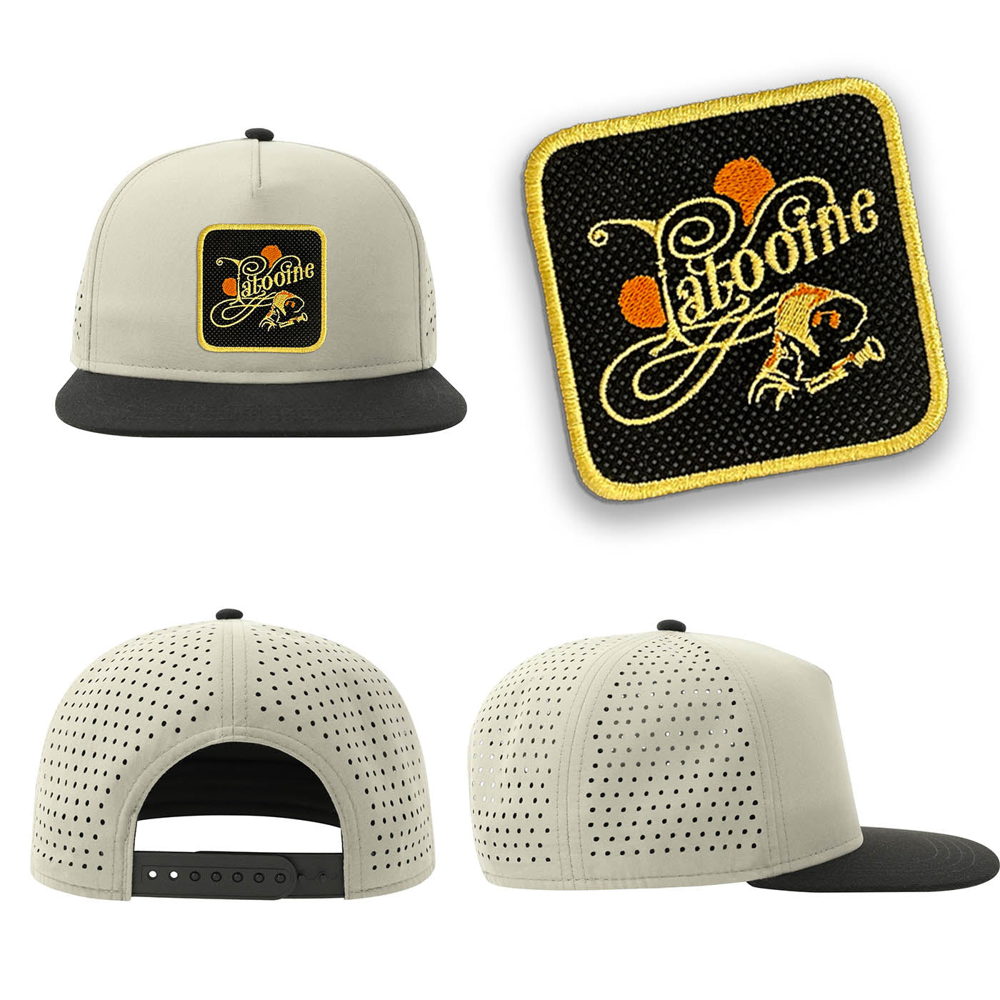 Tatooine Streetwear Light Grey Hat with Flat Visor Embroidered Patch