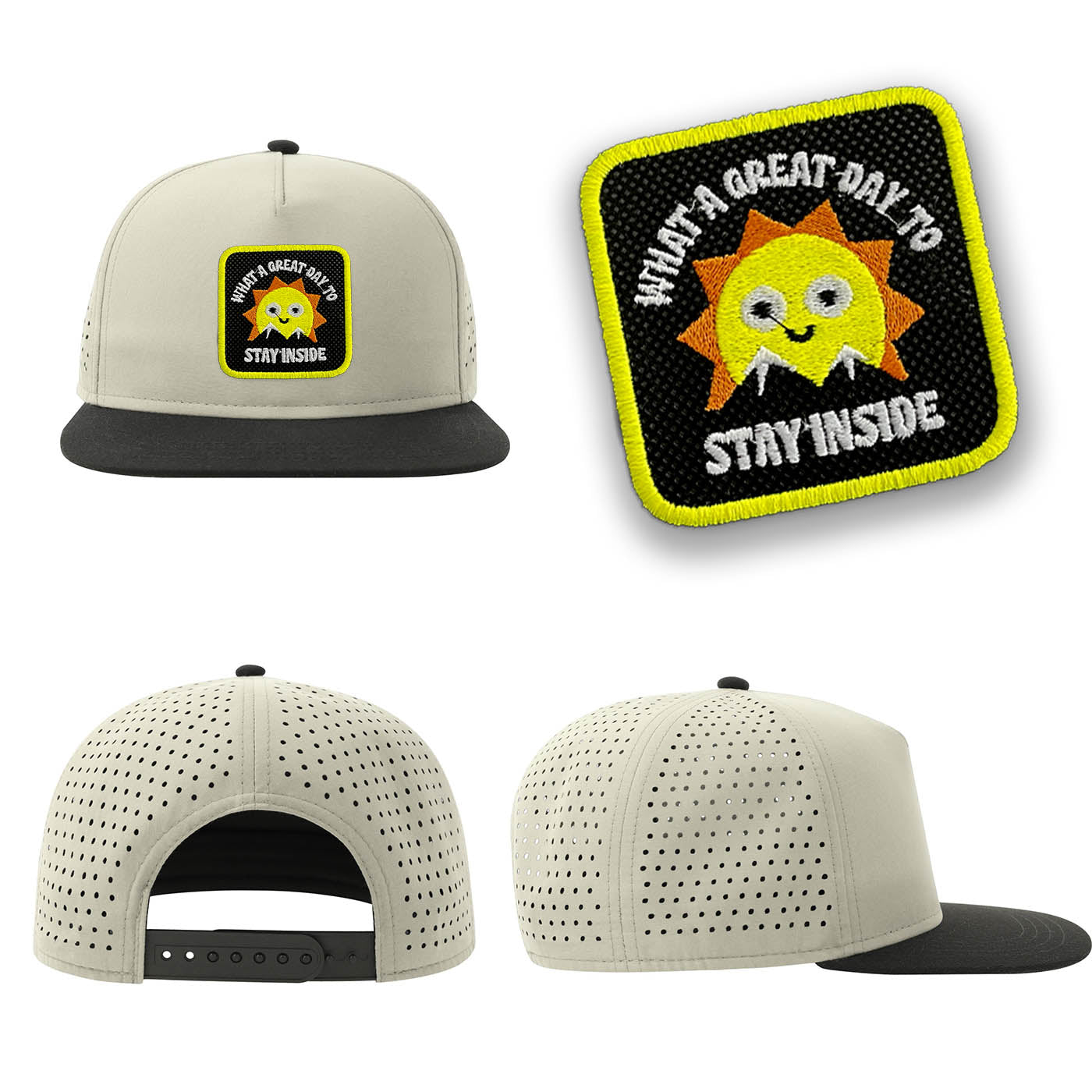 Great Day Streetwear Light Grey Hat with Flat Visor Embroidered Patch