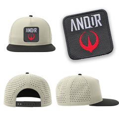 Andor Streetwear Light Grey Hat with Flat Visor Embroidered Patch
