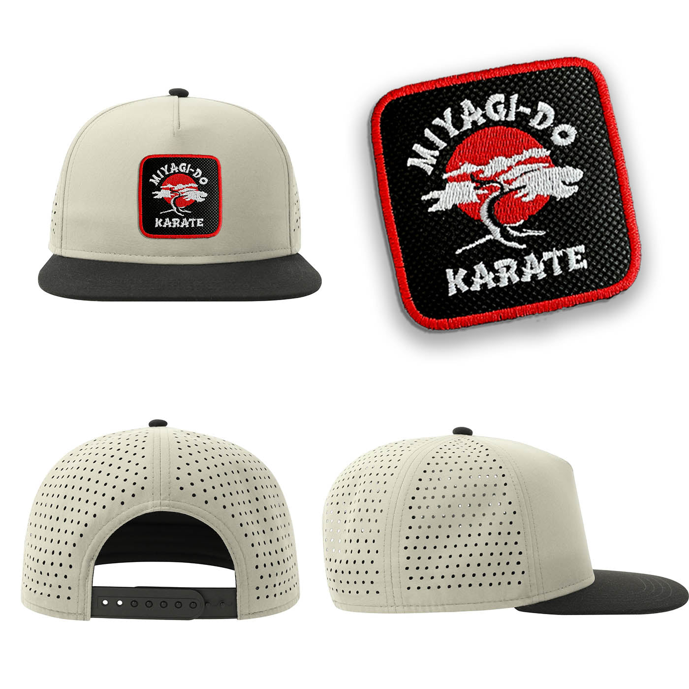 Miyagi Do Streetwear Light Grey Hat with Flat Visor Embroidered Patch