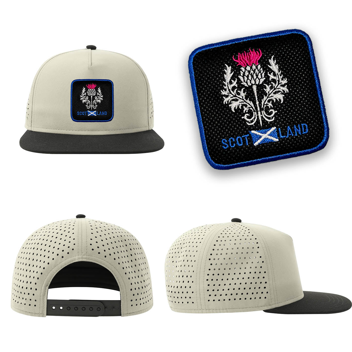 Scotland Streetwear Light Grey Hat with Flat Visor Embroidered Patch
