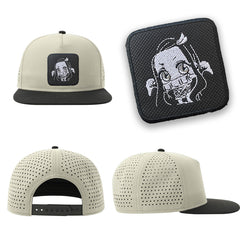Nezuko Kamado Streetwear Light Grey Hat with Flat Visor Embroidered Patch