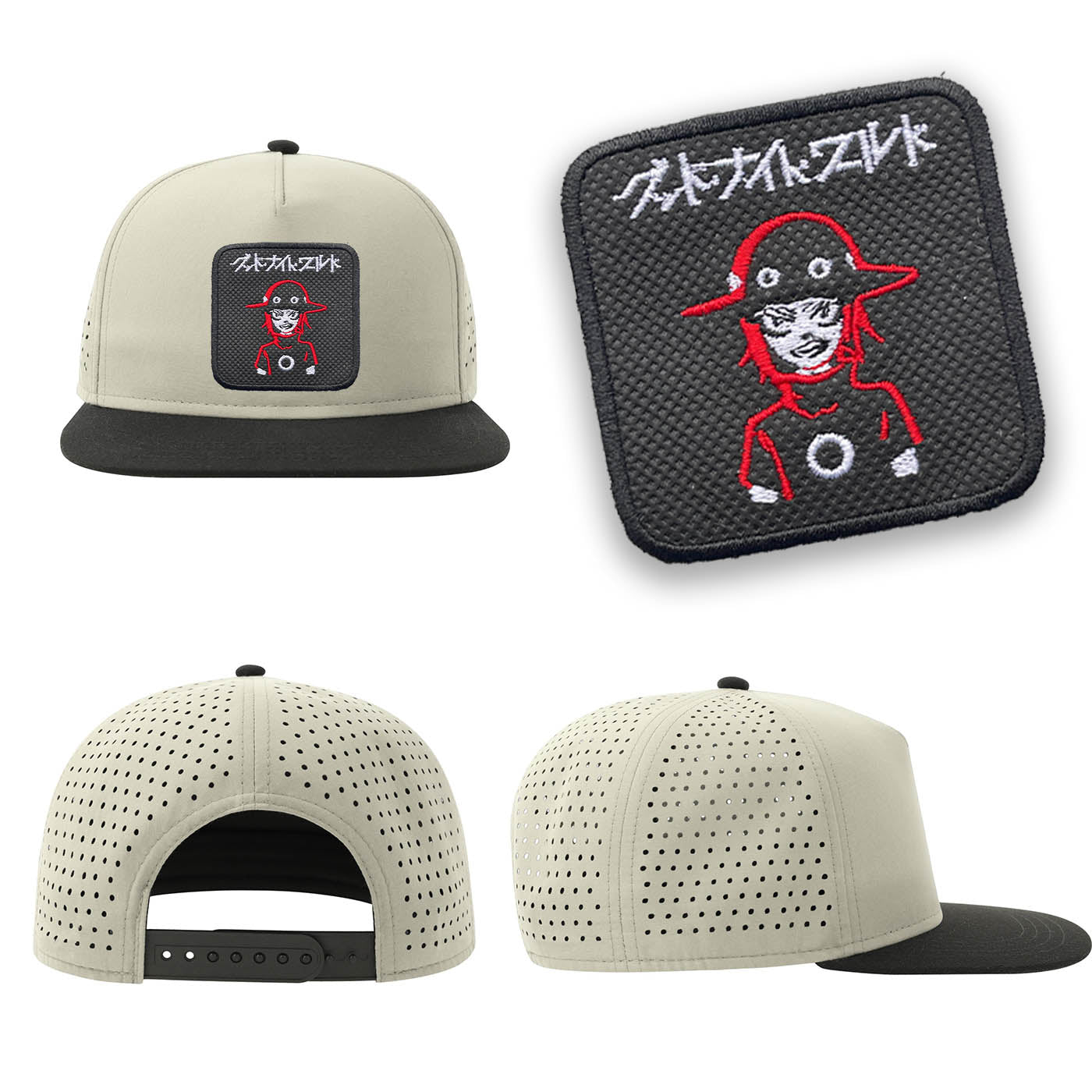 Ichi Taichiro Arima Streetwear Light Grey Hat with Flat Visor Embroidered Patch