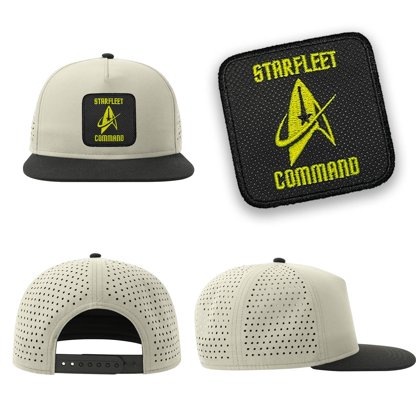 Starfleet Command Streetwear Light Grey Hat with Flat Visor Embroidered Patch
