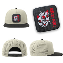 Kamado Tanjiro Mask Streetwear Light Grey Hat with Flat Visor Embroidered Patch