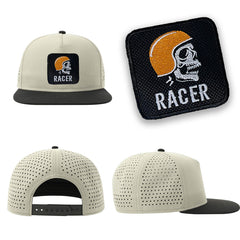 Racer Streetwear Light Grey Hat with Flat Visor Embroidered Patch