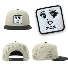 Anime Streetwear Light Grey Hat with Flat Visor Embroidered Patch