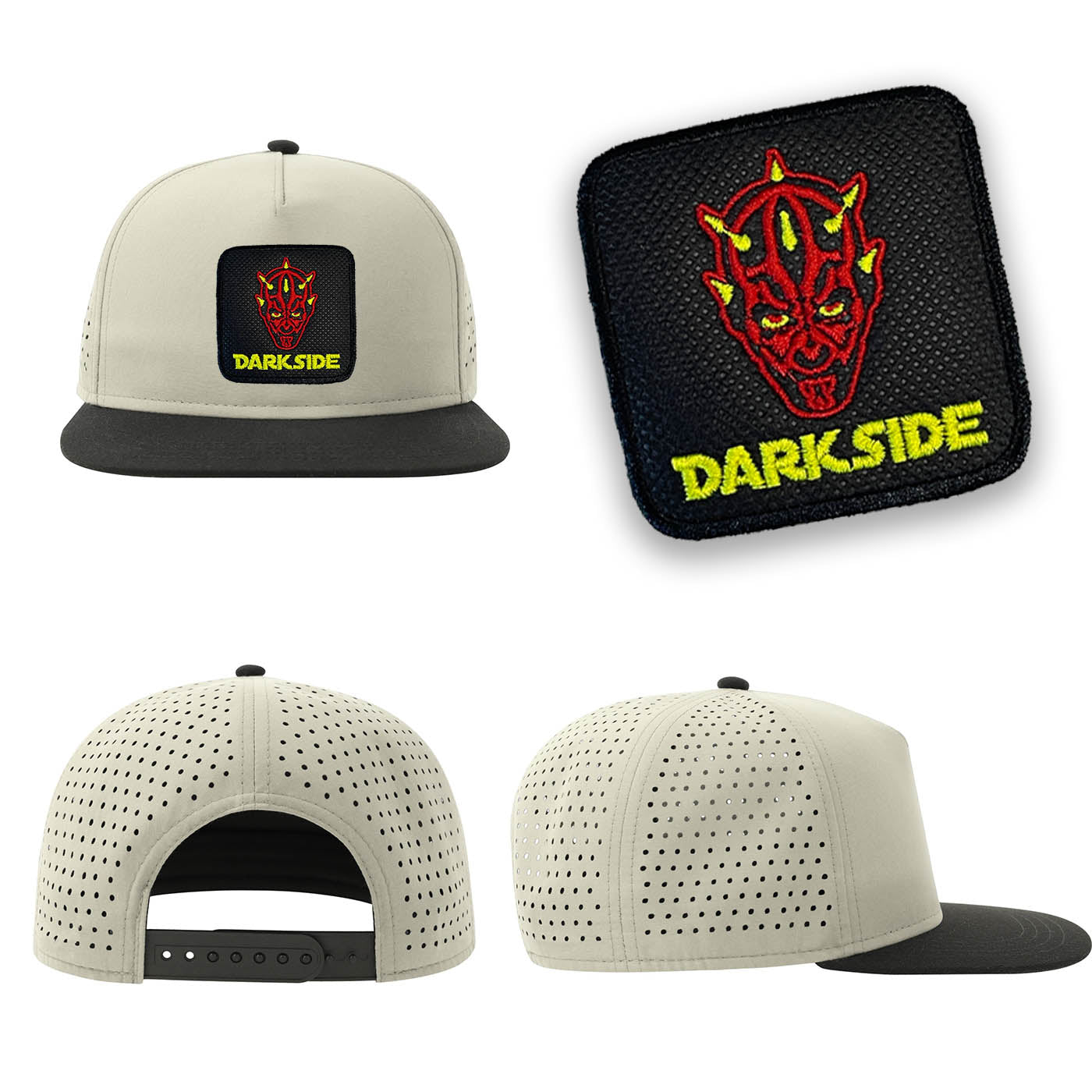 Dark Side Darth Maul Streetwear Light Grey Hat with Flat Visor Embroidered Patch