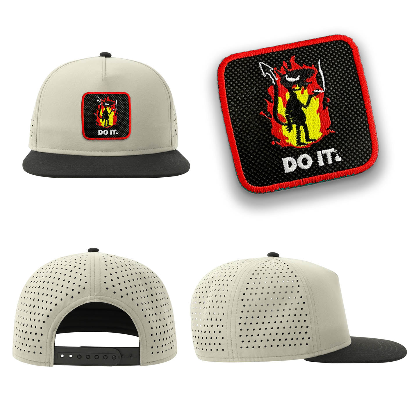 Do It Streetwear Light Grey Hat with Flat Visor Embroidered Patch