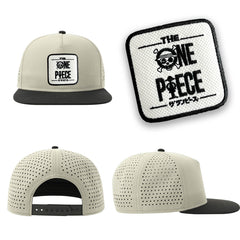One Piece Streetwear Light Grey Hat with Flat Visor Embroidered Patch