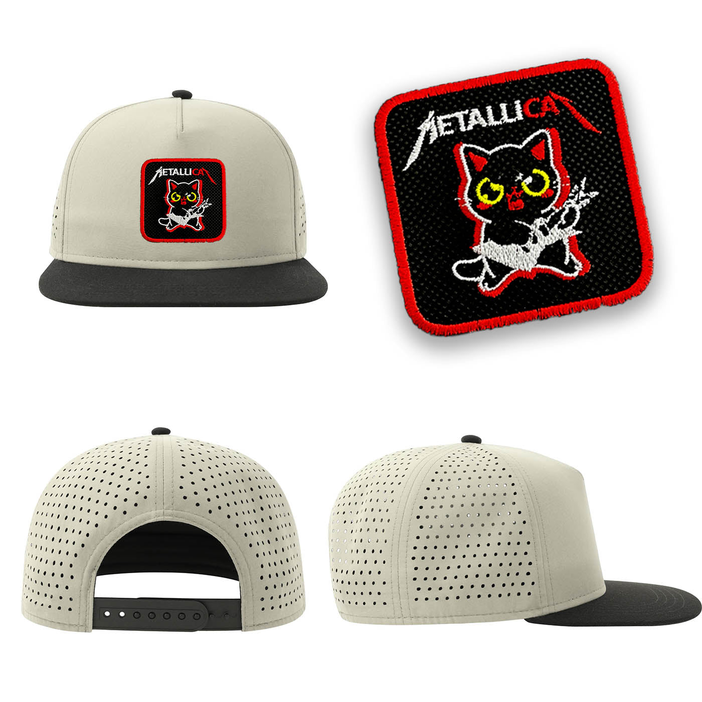 Metalicat Streetwear Light Grey Hat with Flat Visor Embroidered Patch