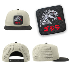Gozilla Mask Streetwear Light Grey Hat with Flat Visor Embroidered Patch