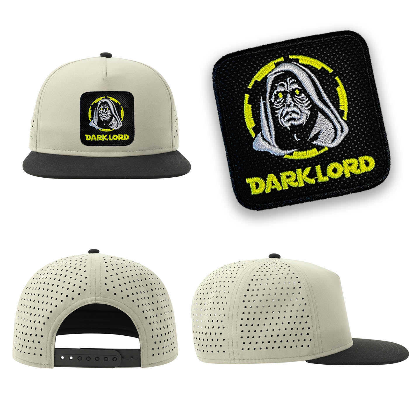 Dark Lord Palpatine Streetwear Light Grey Hat with Flat Visor Embroidered Patch