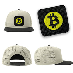 Bitcoin Emoji Streetwear Light Grey Hat with Flat Visor Embroidered Patch