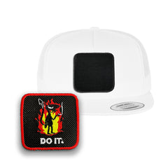 Do It Trucker Hat with Removable Hook & Loop Patch | Embroidered Sarcastic Snapback Cap | Black, White & Grey Humour Hat