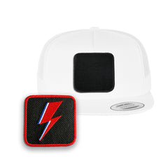 Bowie Flash Trucker Hat with Removable Hook & Loop Patch | Embroidered Music Snapback Cap | Black, White & Grey Retro Rock Hat