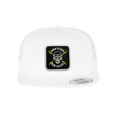 Death Skull Trucker Hat Embroidered Patch Biker Snapback Trucker Cap Black, White, Grey