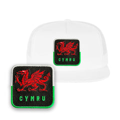 Wales Cap Embroidered Patch Cymru Trucker Mesh Hat Black, Blue, White