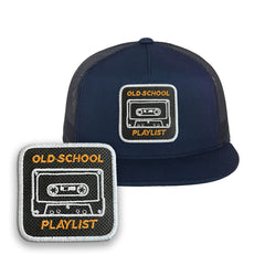 Old school Cap Embroidered Patch Nostalgia Snapback Trucker Hat Black, White, Grey