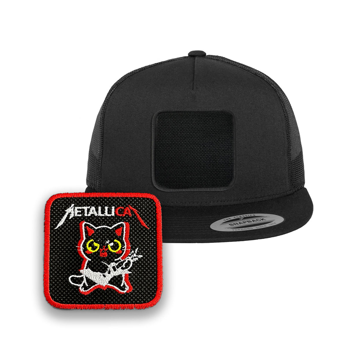 Metalicat Trucker Hat Embroidered Velcro Heavy Metal Snapback Trucker Cap Black, White, Grey