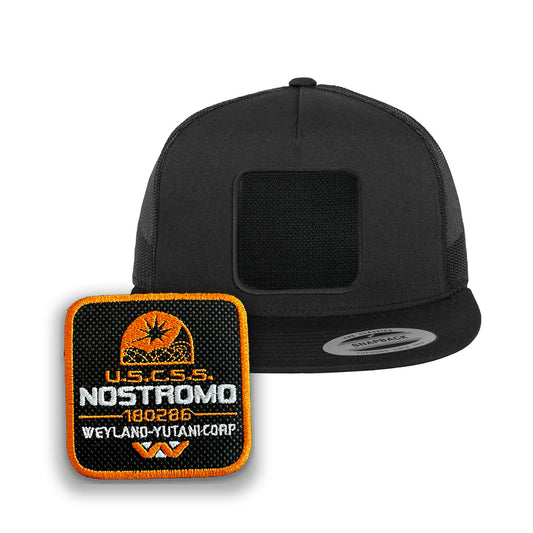 Nostromo Trucker Hat Embroidered Velcro USCSS Snapback Trucker Cap Black, White, Grey