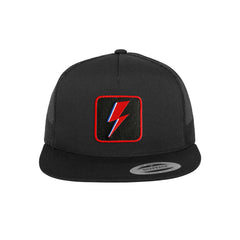 Bowie Flash Trucker Hat Embroidered Velcro Patch Music Snapback Trucker Hat Black, White, Grey