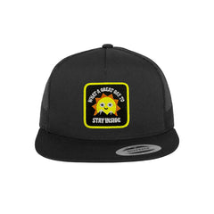 Great Day Trucker Hat Embroidered Velcro Patch Positive Snapback Trucker Cap Black, White, Grey