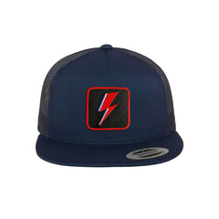 Bowie Flash Trucker Hat Embroidered Velcro Patch Music Snapback Trucker Hat Black, White, Grey