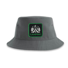 Camping Bucket Hat Embroidered Outdoor Patch Grey