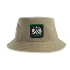 Camping Bucket Hat Embroidered Outdoor Patch Khaki