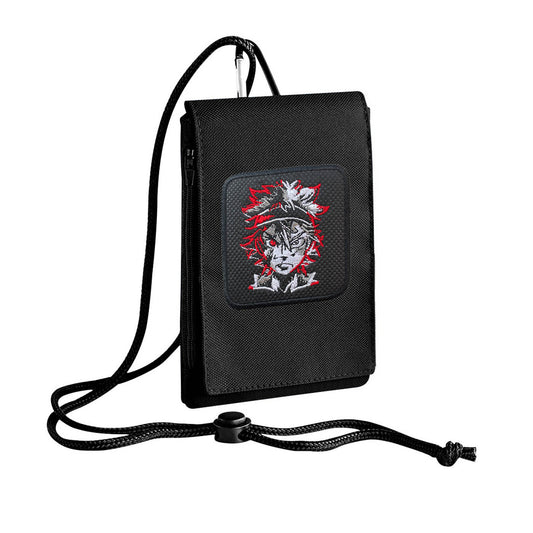 Black Clover Neck Phone Pouch XL Size Embroidery