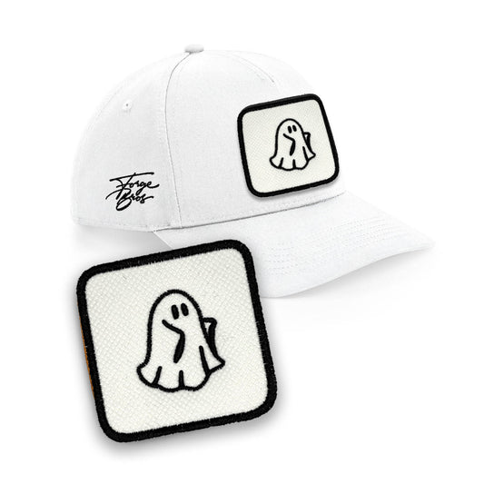 Spooky Ghost Cap - Embroidered Halloween Patch 5-Panel Urbanwear Hat by Forge Bros