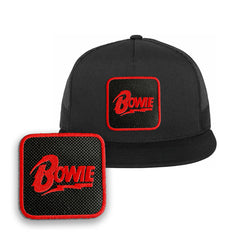 Bowie Trucker Hat Embroidered Patch Music Snapback Trucker Hat Black, White, Grey