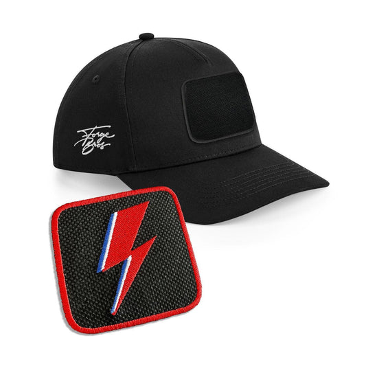 Bowie Flash Cap Embroidered Velcro Patch Hat Music Icon Black, White, Grey - Forge Bros