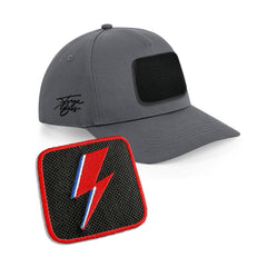 Bowie Flash Cap Embroidered Velcro Patch Hat Music Icon Black, White, Grey - Forge Bros