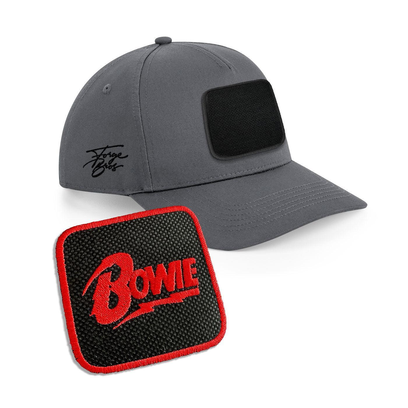 Bowie Cap Embroidered Velcro Patch Hat Music Icon Black, White, Grey - Forge Bros