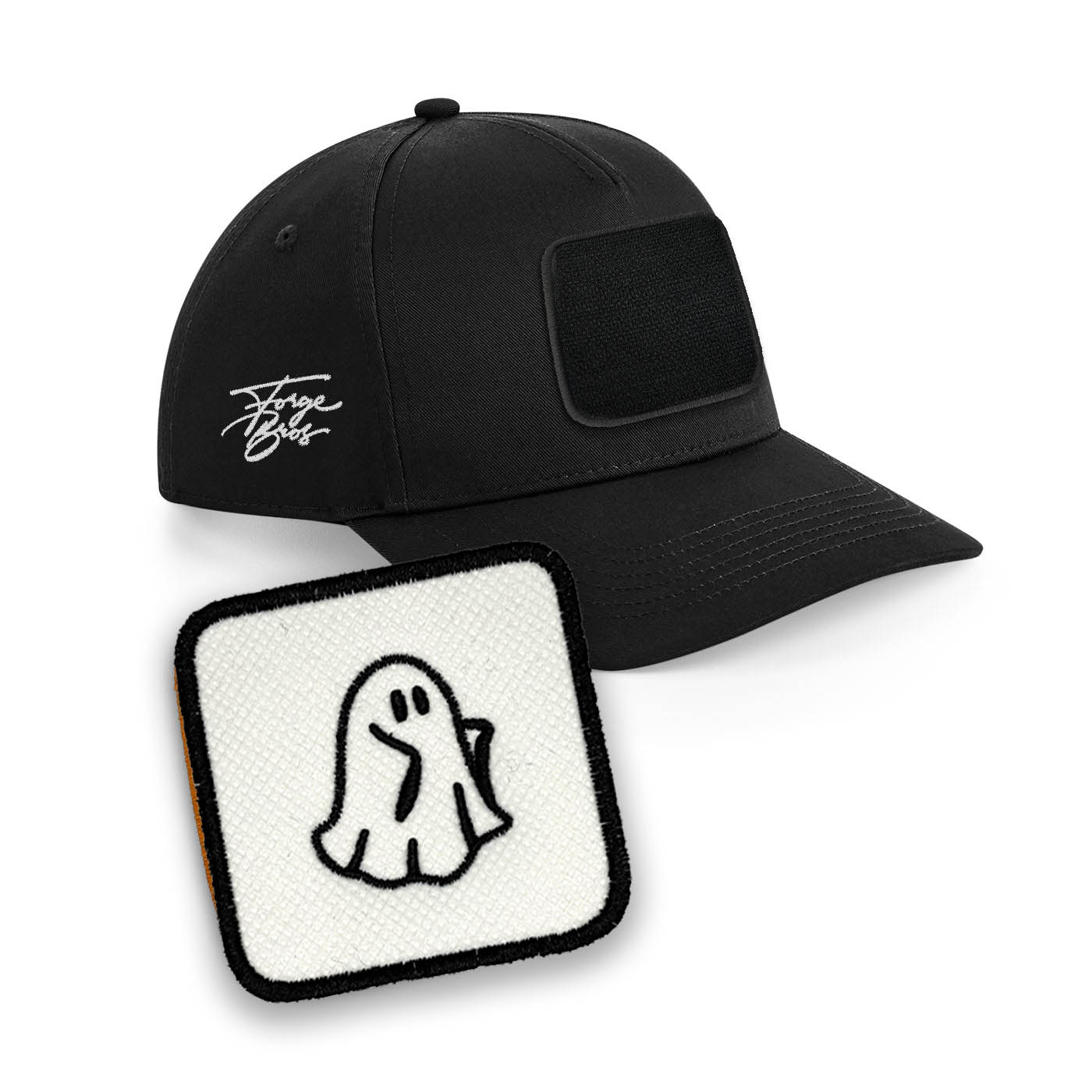 Spooky Ghost Cap Embroidered Removable Patch Halloween Black Hat