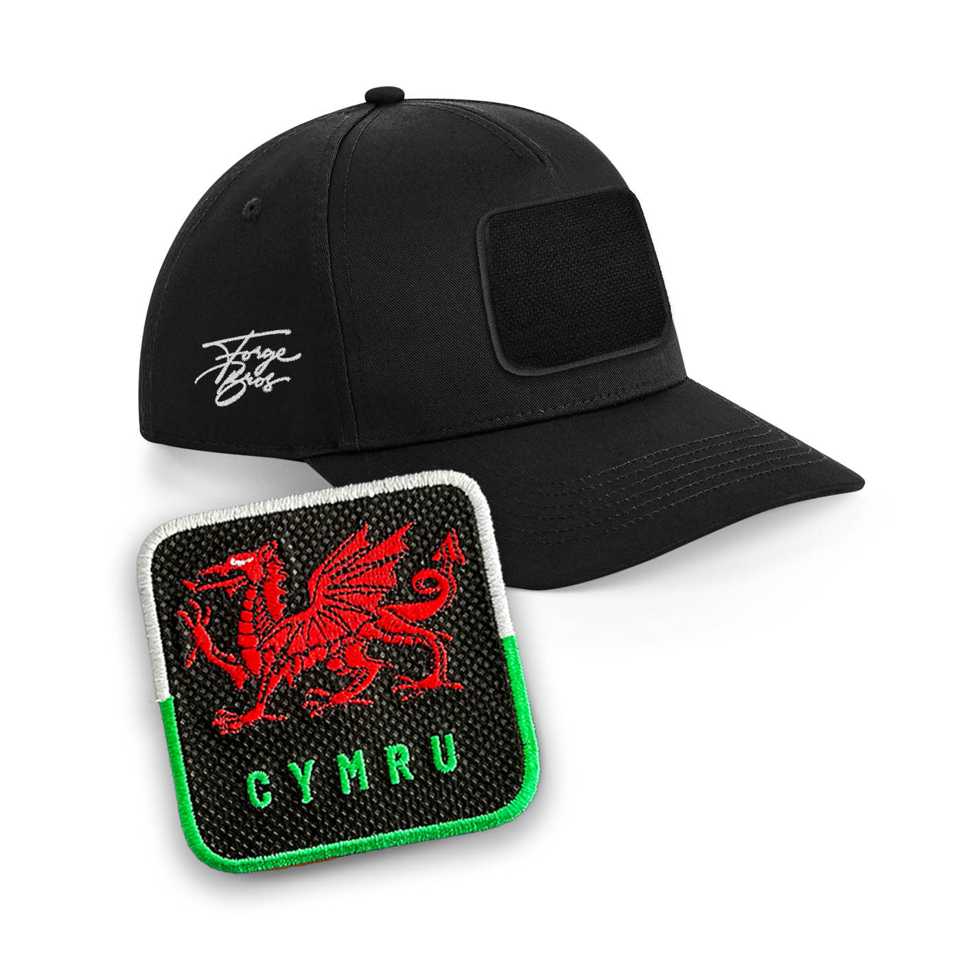 Wales Dragon Black Cap Cymru Embroidered Patch