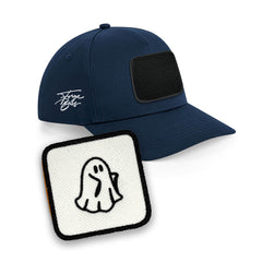 Spooky Ghost Cap Embroidered Removable Patch Halloween Blue Hat