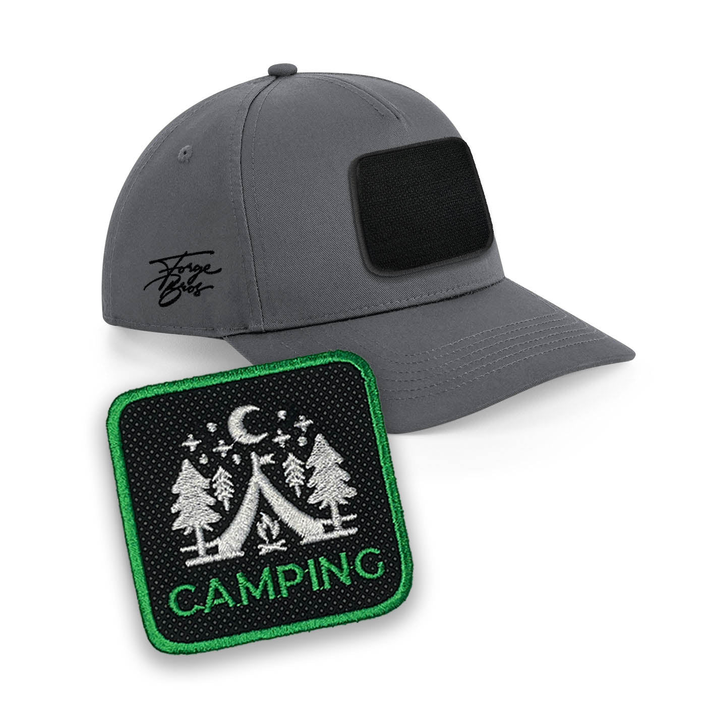 Camping Cap Embroidered Patch Outdoor Hat Dark Grey